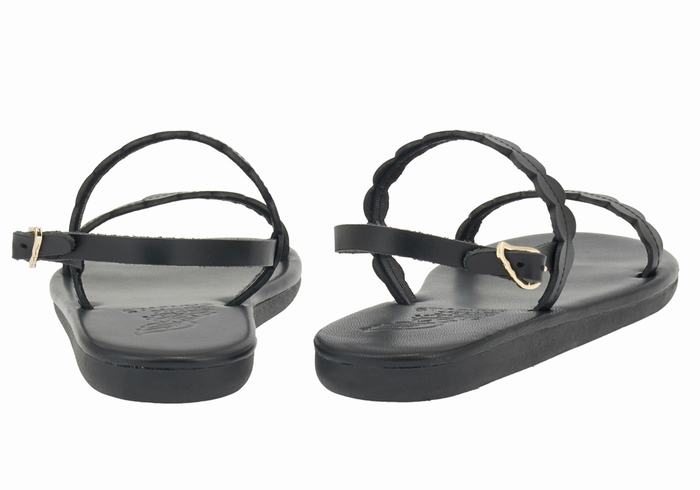 Ancient Greek Sandals Aroula Ženske Back-Strap Sandals Crne | ESK1810ML