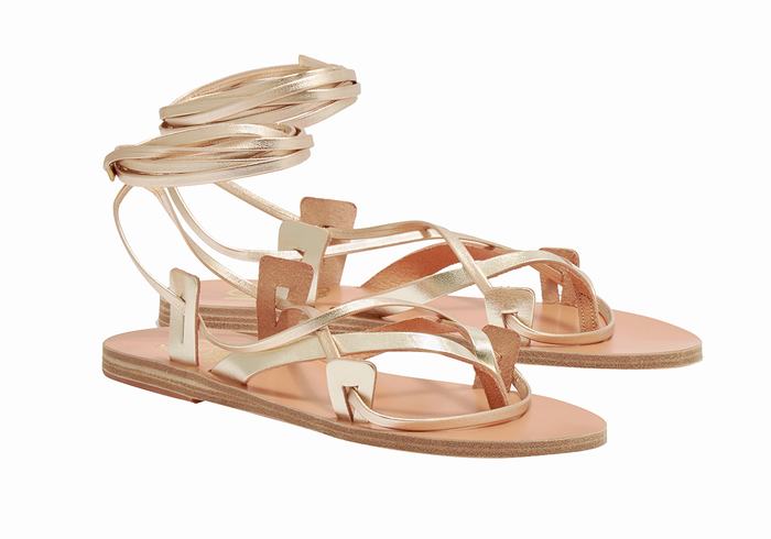 Ancient Greek Sandals Artemis De Gambies Ženske Gladijatorske Sandale Zlatne Bijele | GPD98VR