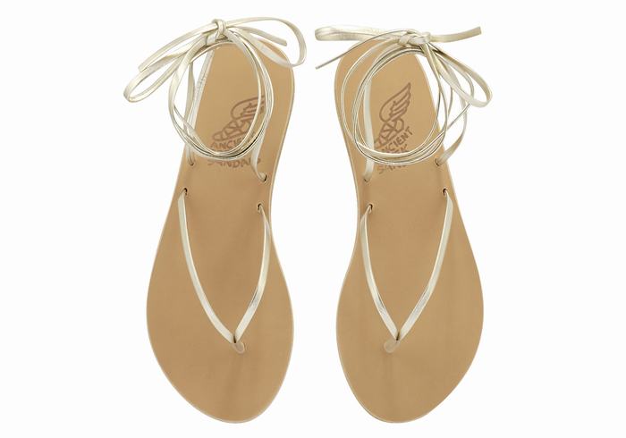 Ancient Greek Sandals Celia Ženske Gladijatorske Sandale Zlatne Bijele | ZNA1723WV