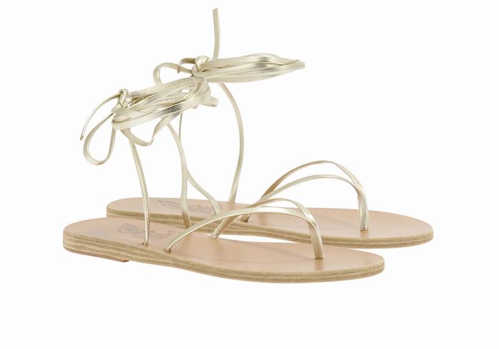 Ancient Greek Sandals Celia Ženske Gladijatorske Sandale Zlatne Bijele | ZNA1723WV