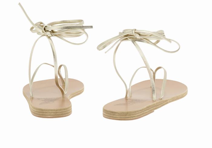 Ancient Greek Sandals Celia Ženske Gladijatorske Sandale Zlatne Bijele | ZNA1723WV