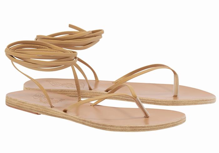 Ancient Greek Sandals Celia Ženske Gladijatorske Sandale Bež | MDL368UR