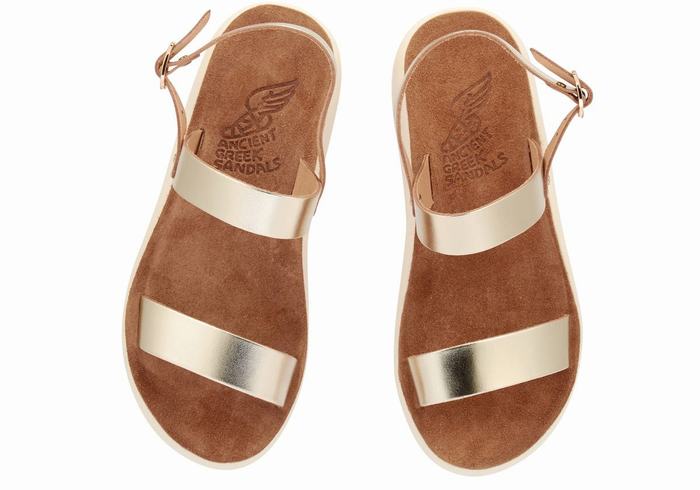 Ancient Greek Sandals Clio Comfort Ženske Casual Sandals Zlatne Bijele | OBZ4450WU