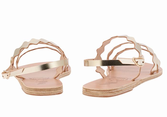 Ancient Greek Sandals Clio Onda Ženske Back-Strap Sandals Zlatne Bijele | NTZ3580DF