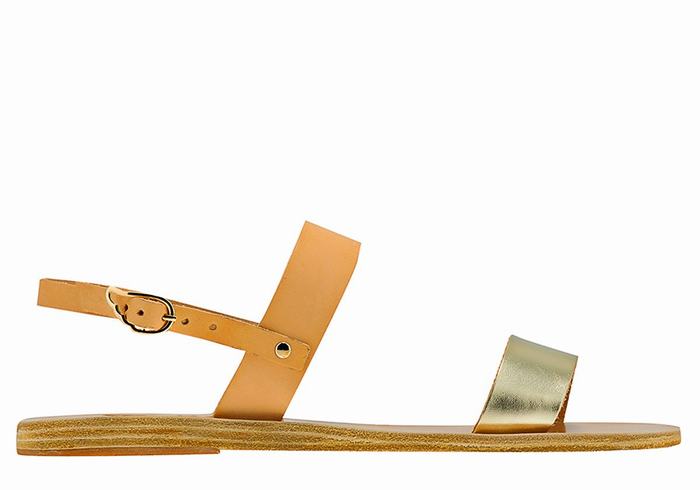 Ancient Greek Sandals Clio Ženske Back-Strap Sandals Bež Zlatne Bijele | GGW4267UG