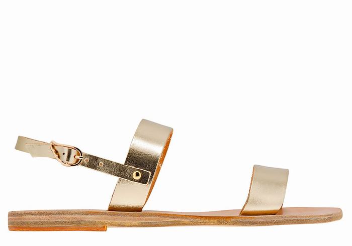 Ancient Greek Sandals Clio Ženske Back-Strap Sandals Zlatne Bijele | OKU9189YV