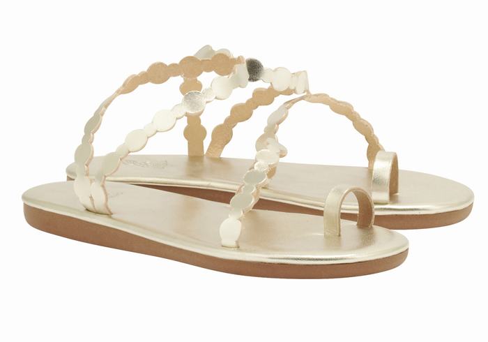 Ancient Greek Sandals Cronos Ženske Toe-Post Sandals Zlatne Bijele | TLC9747PY