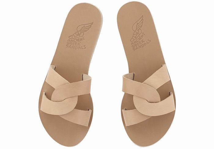 Ancient Greek Sandals Desmos Ženske Slide Sandale Bež | YUH5242LV