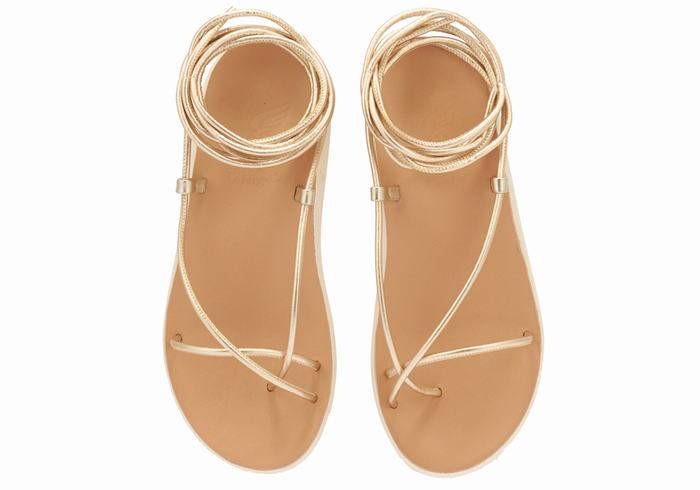 Ancient Greek Sandals Diakopes Comfort Ženske Gladijatorske Sandale Zlatne Bijele | HMX9498KQ