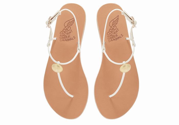 Ancient Greek Sandals Dimitra Flip Flop Ženske Back-Strap Sandals Bijele | AKD5623BX