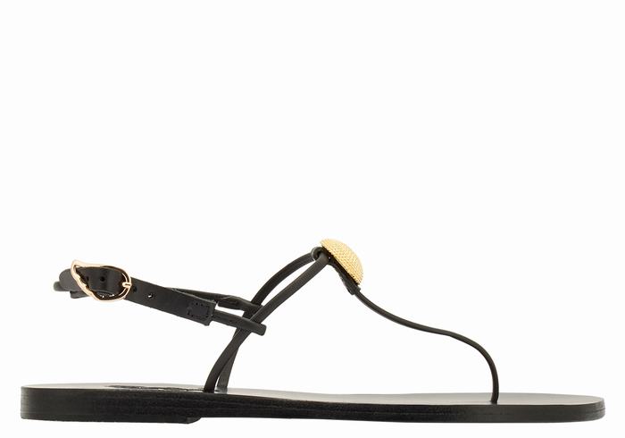 Ancient Greek Sandals Dimitra Flip Flop Ženske Back-Strap Sandals Crne | UAL5019CL