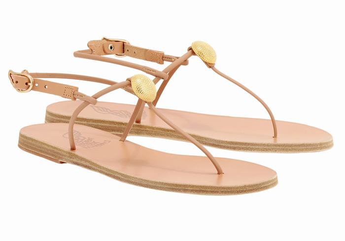 Ancient Greek Sandals Dimitra Flip Flop Ženske Back-Strap Sandals Bež | FEG2287CK