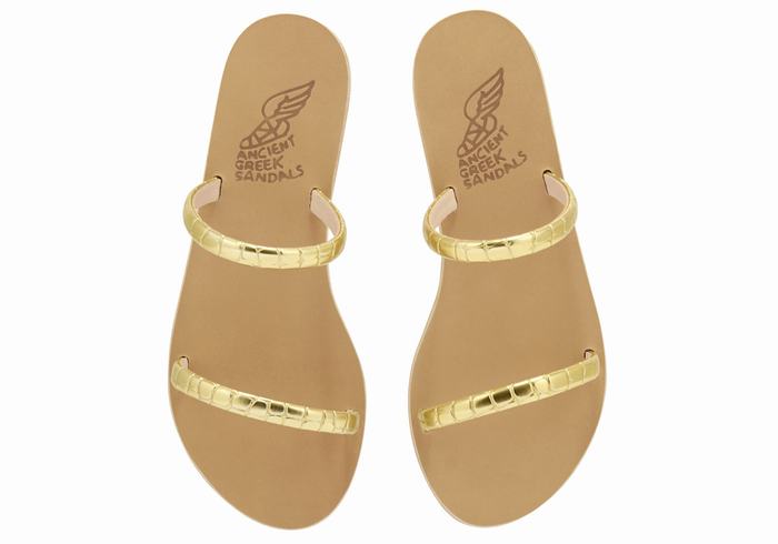 Ancient Greek Sandals Echidna Ženske Slide Sandale Zlatne | HEW242XO