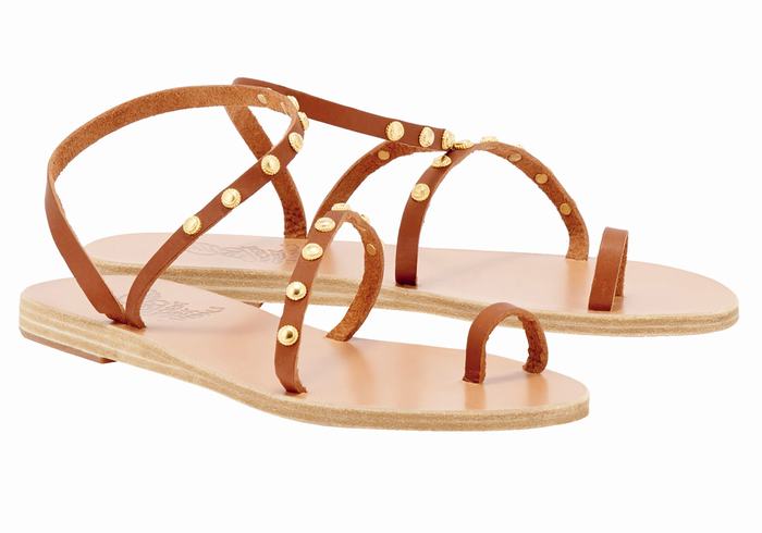 Ancient Greek Sandals Eleftheria Bee Ženske Toe-Post Sandals Tamno Smeđe | UHY1754GW