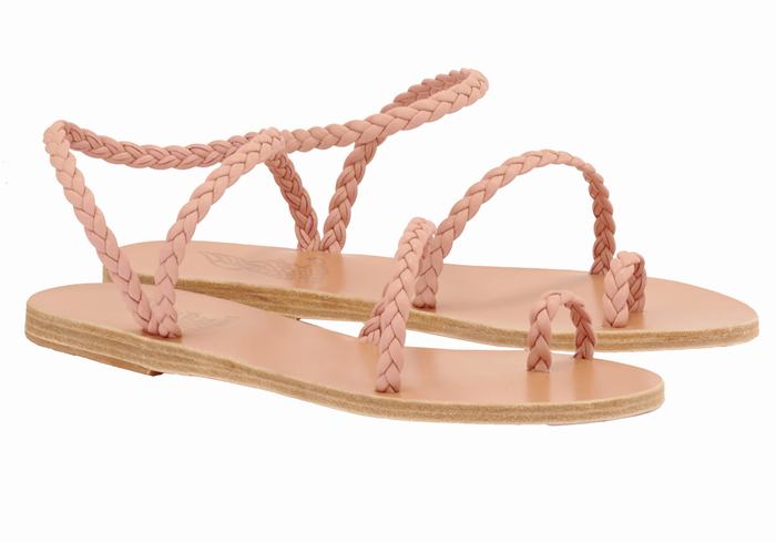 Ancient Greek Sandals Eleftheria Leather Ženske Pletene Sandale Roze | QKL4634JK