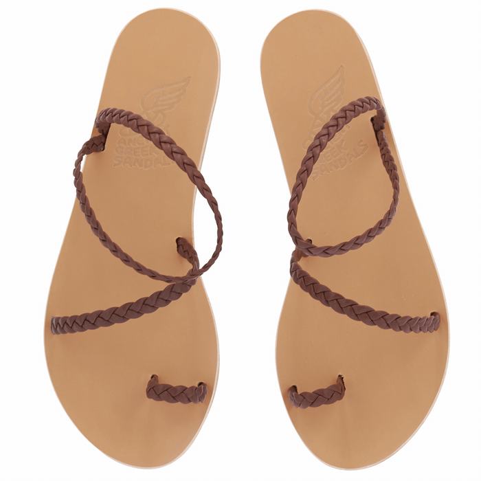 Ancient Greek Sandals Eleftheria Leather Ženske Pletene Sandale Kafe | WES8795XB