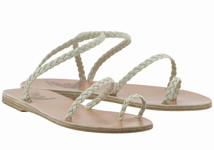 Ancient Greek Sandals Eleftheria Leather Ženske Pletene Sandale Bijele | WVO9865PW