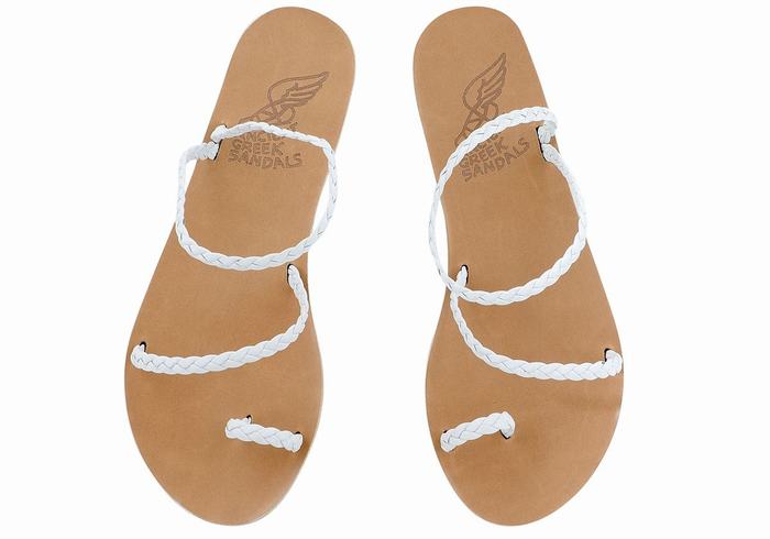 Ancient Greek Sandals Eleftheria Leather Ženske Pletene Sandale Bijele | COM4921DK