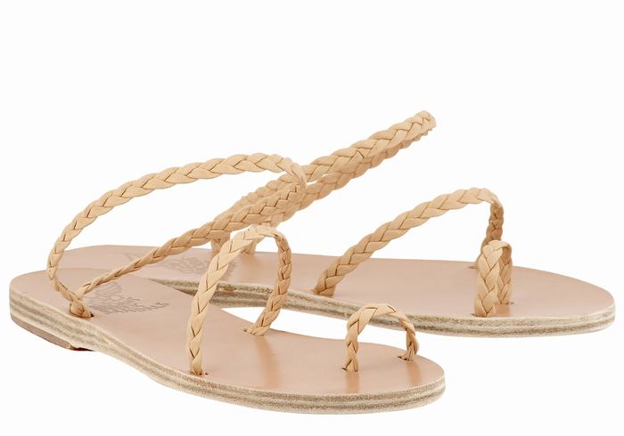 Ancient Greek Sandals Eleftheria Leather Ženske Pletene Sandale Bež | REK2086JL