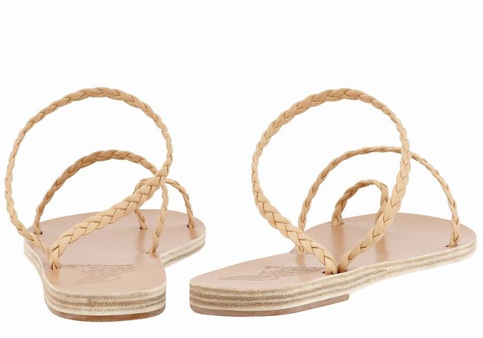 Ancient Greek Sandals Eleftheria Leather Ženske Pletene Sandale Bež | REK2086JL