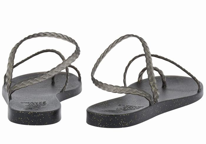 Ancient Greek Sandals Eleftheria Ženske Pletene Sandale Crne Zlatne | KWP1528EM