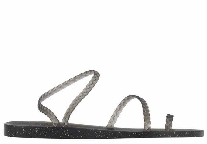 Ancient Greek Sandals Eleftheria Ženske Pletene Sandale Crne Zlatne | KWP1528EM