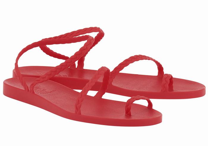 Ancient Greek Sandals Eleftheria Ženske Pletene Sandale Crvene | PMU421KL