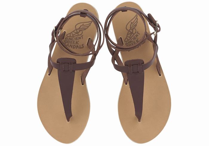 Ancient Greek Sandals Estia Leather Ženske Sandale S Remenom Kafe | GOA4984QJ