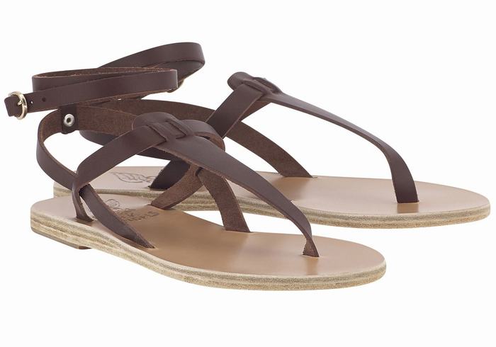 Ancient Greek Sandals Estia Leather Ženske Sandale S Remenom Kafe | GOA4984QJ