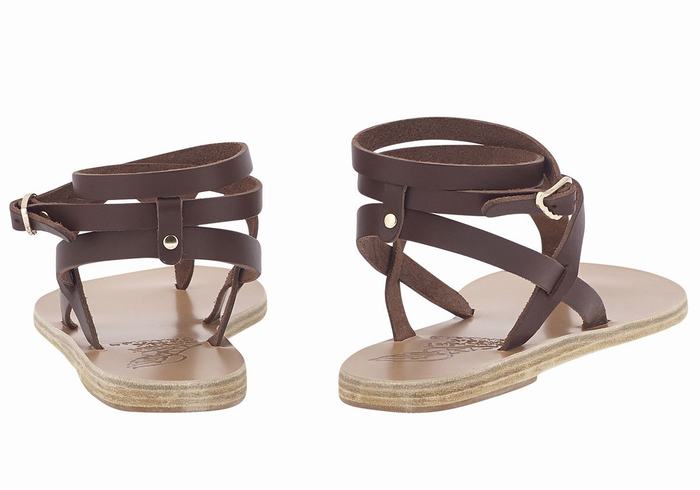 Ancient Greek Sandals Estia Leather Ženske Sandale S Remenom Kafe | GOA4984QJ