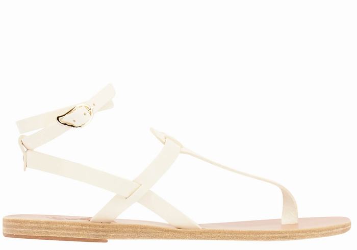 Ancient Greek Sandals Estia Leather Ženske Sandale S Remenom Bijele | XUR7115TU