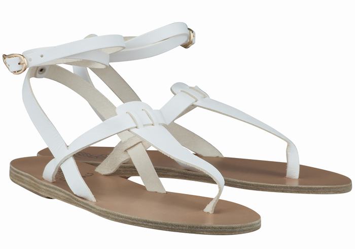 Ancient Greek Sandals Estia Leather Ženske Sandale S Remenom Bijele | ZWY7525AU