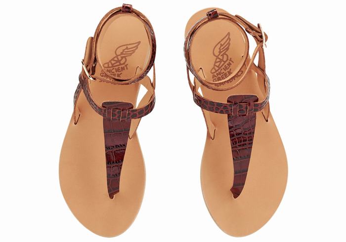 Ancient Greek Sandals Estia Ženske Sandale S Remenom Tamno Crvene Crne | BKU698ID