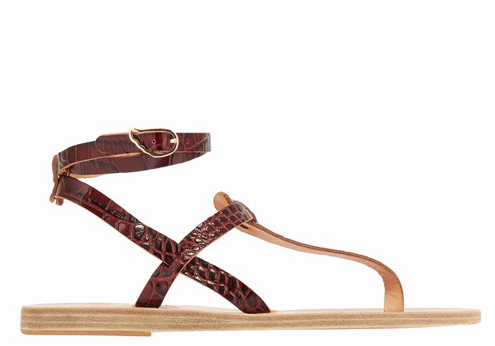 Ancient Greek Sandals Estia Ženske Sandale S Remenom Tamno Crvene Crne | BKU698ID