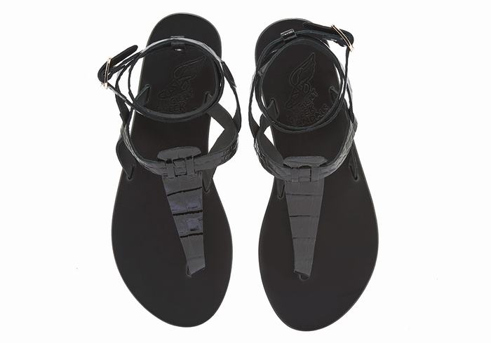 Ancient Greek Sandals Estia Ženske Sandale S Remenom Crne | PVY7775ZW