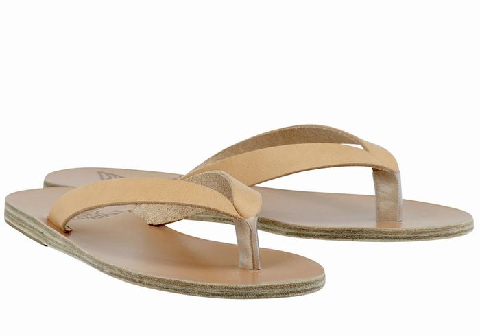 Ancient Greek Sandals Hera Leather Ženske Japanke Bež | ABN1188VE