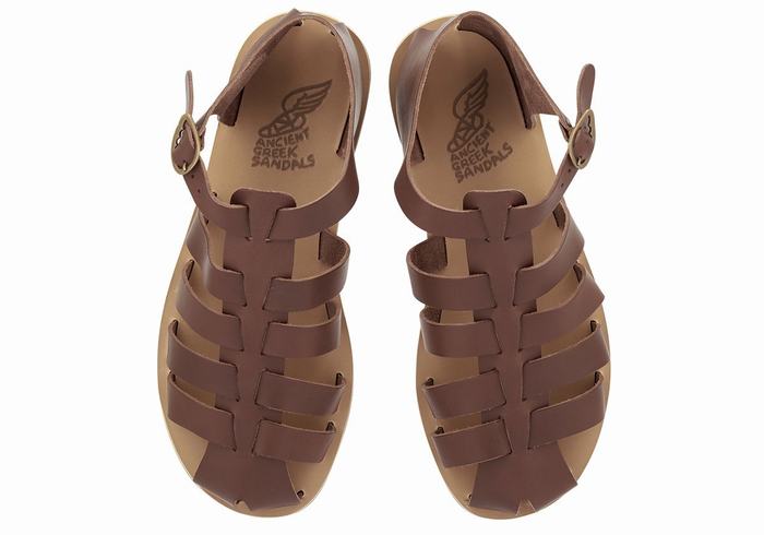 Ancient Greek Sandals Homer Leather Muške Ribarske Sandale Kafe | YRA1334JJ