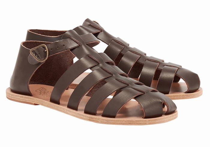 Ancient Greek Sandals Homer Muške Ribarske Sandale Čokoladne | HJI6956DD