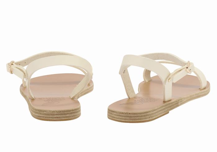 Ancient Greek Sandals Irida Leather Ženske Back-Strap Sandals Bijele | CLM7920CL