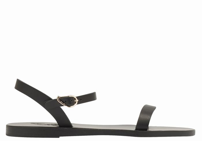 Ancient Greek Sandals Irida Leather Ženske Back-Strap Sandals Crne | BTW6961XB