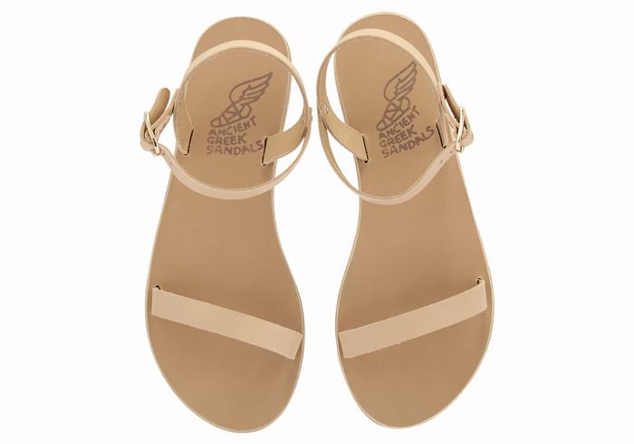 Ancient Greek Sandals Irida Leather Ženske Back-Strap Sandals Bež | GFR4980SK