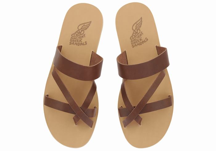 Ancient Greek Sandals Jason Leather Muške Slide Sandale Kafe | PFJ603GR