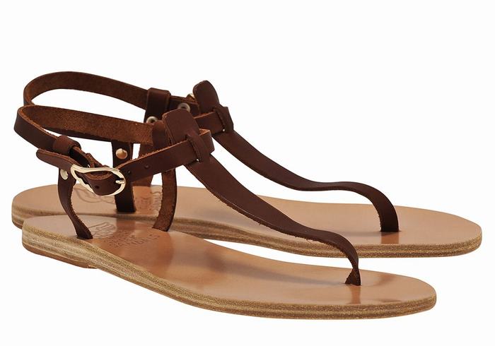 Ancient Greek Sandals Lito Flip Flop Leather Ženske Back-Strap Sandals Kafe | TPP640XF