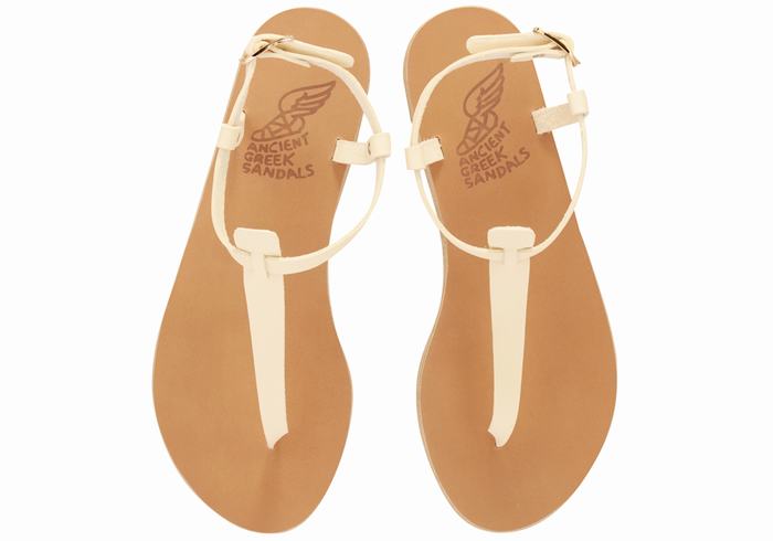 Ancient Greek Sandals Lito Flip Flop Leather Ženske Back-Strap Sandals Bijele | VGH999PN