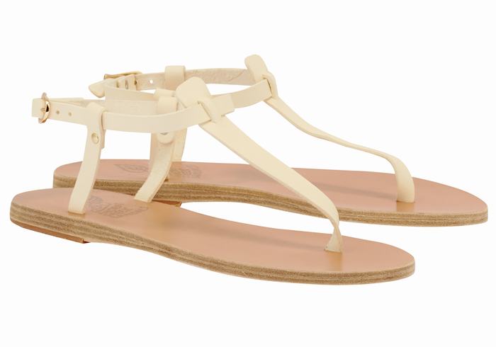 Ancient Greek Sandals Lito Flip Flop Leather Ženske Back-Strap Sandals Bijele | VGH999PN