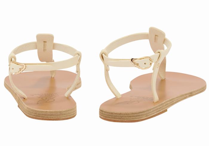 Ancient Greek Sandals Lito Flip Flop Leather Ženske Back-Strap Sandals Bijele | VGH999PN