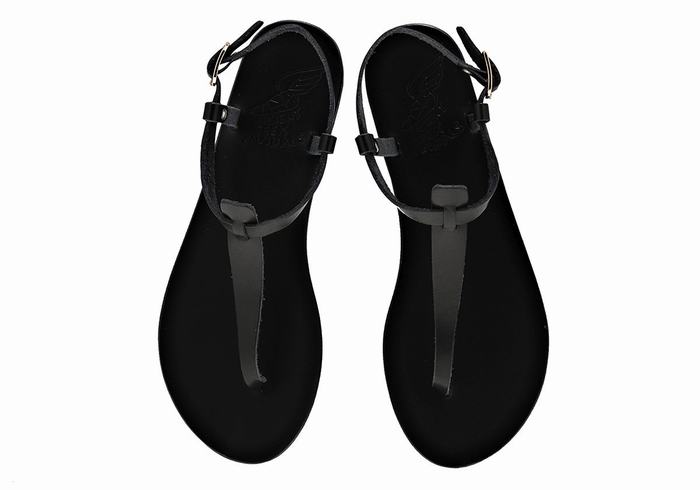 Ancient Greek Sandals Lito Flip Flop Leather Ženske Back-Strap Sandals Crne | XJG3930OI