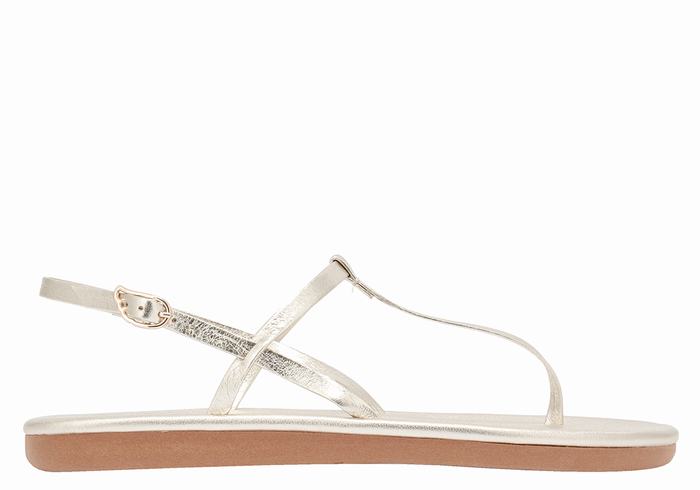 Ancient Greek Sandals Lito Flip Flop Ženske Back-Strap Sandals Zlatne Bijele | MCL5665WH