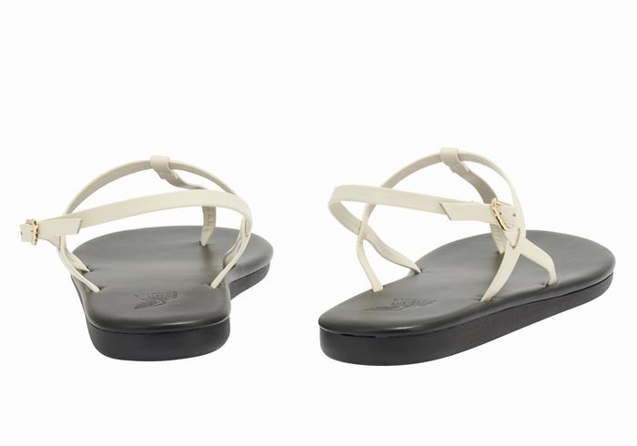 Ancient Greek Sandals Lito Flip Flop Ženske Back-Strap Sandals Bijele | QOM774LV