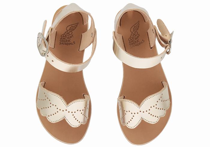 Ancient Greek Sandals Little Andromeda Soft Dječje Casual Sandals Zlatne Bijele | BYW52100LD